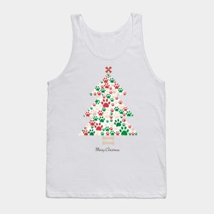 Christmas tree made of pet paw prints Tank Top